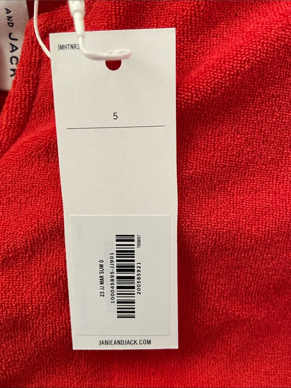 Janie and Jack Red Terry Cloth Flutter Sleeve Dress Swimsuit Cover Up Size 5 New